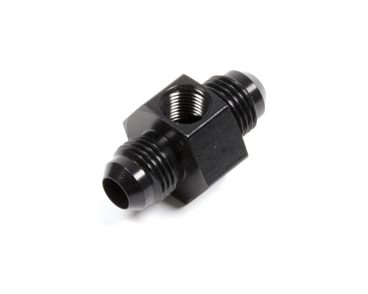 Aeroquip Fitting - Gauge Adapter - Straight - 6 AN Male to 6 AN Male - 1/8 in NPT Gauge Port - Aluminum - Black