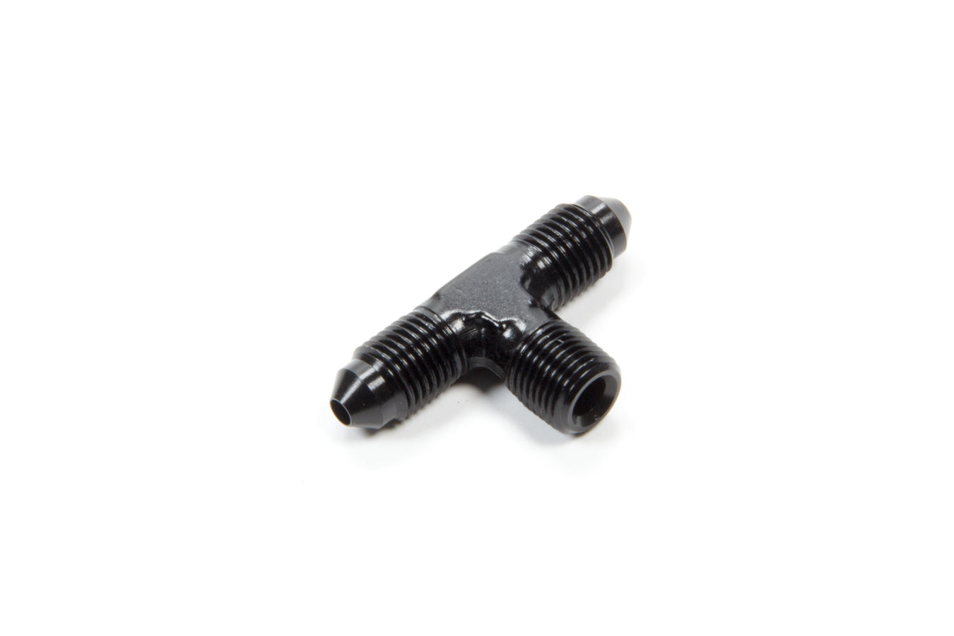 Aeroquip Fitting - Adapter Tee - 3 AN Male x 3 AN Male - 1/8 in NPT Male - Aluminum - Black Anodized - Each