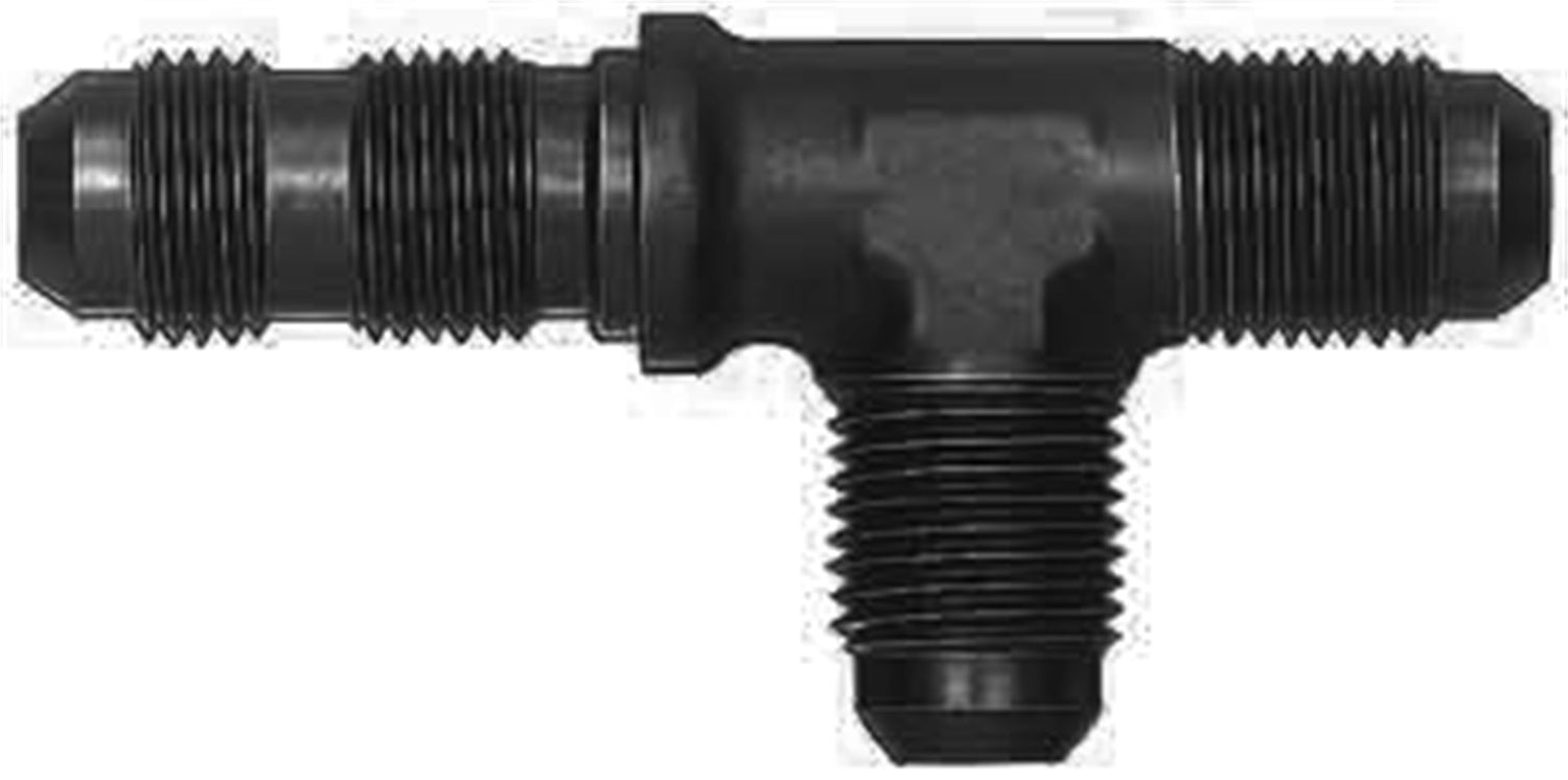 Aeroquip Fitting - Bulkhead Tee - 3 AN Male x 3 AN Male x 3 AN Male Bulkhead - Aluminum - Black Anodized - Each