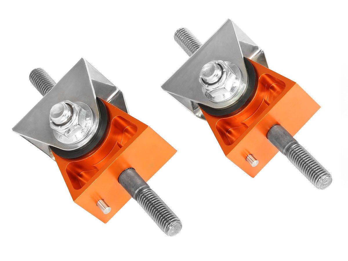 Afe Power Motor Mount - Bolt-On - Polyurethane Bushings - Aluminum / Steel - Nickel / Orange Anodized - GM LS-Series -
