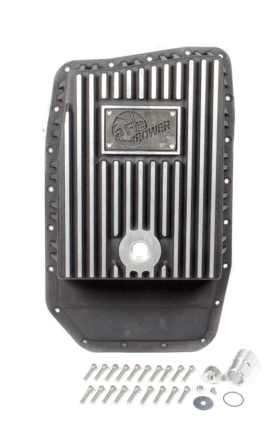 Afe Power Transmission Pan - Power Pro Series - Deep Sump - Finned - Adds 7.0 qt Capacity - Aluminum - Black Powder