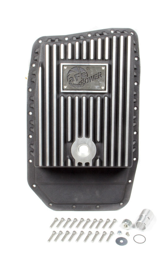Afe Power Transmission Pan - Power Pro Series - Deep Sump - Finned - Adds 7.0 qt Capacity - Aluminum - Black Powder