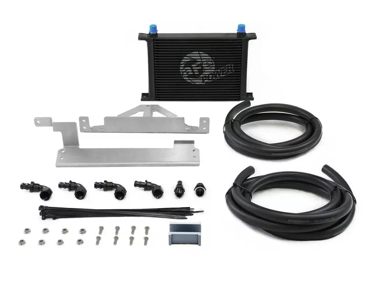 Afe Power Fluid Cooler - 13 x 8.75 x 2 in - Plate Type - 8 AN Male Inlet / Outlet - Aluminum - Black Paint - Ford