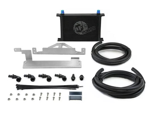 Afe Power Fluid Cooler - 13 x 8.75 x 2 in - Plate Type - 8 AN Male Inlet / Outlet - Aluminum - Black Paint - Ford