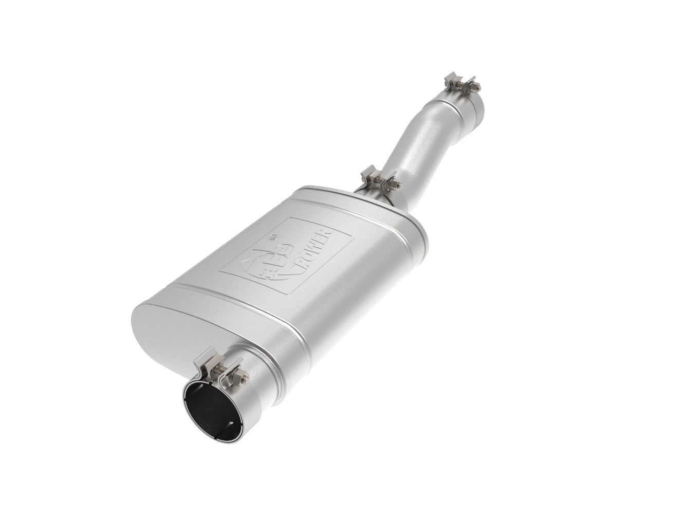Afe Power Muffler - Apollo GT Series - 3 in Center Inlet - 3 in Offset Outlet - Stainless - Natural - GM GenV