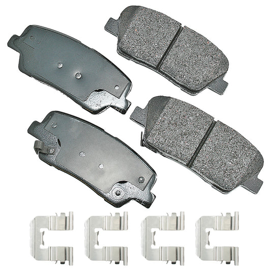 Akebono Brake Corporation Brake Pads - ProAct Ultra-Premium - Rear - 14.9 mm Thick - Hyundai Santa Fe 2010-16 - Set of 4