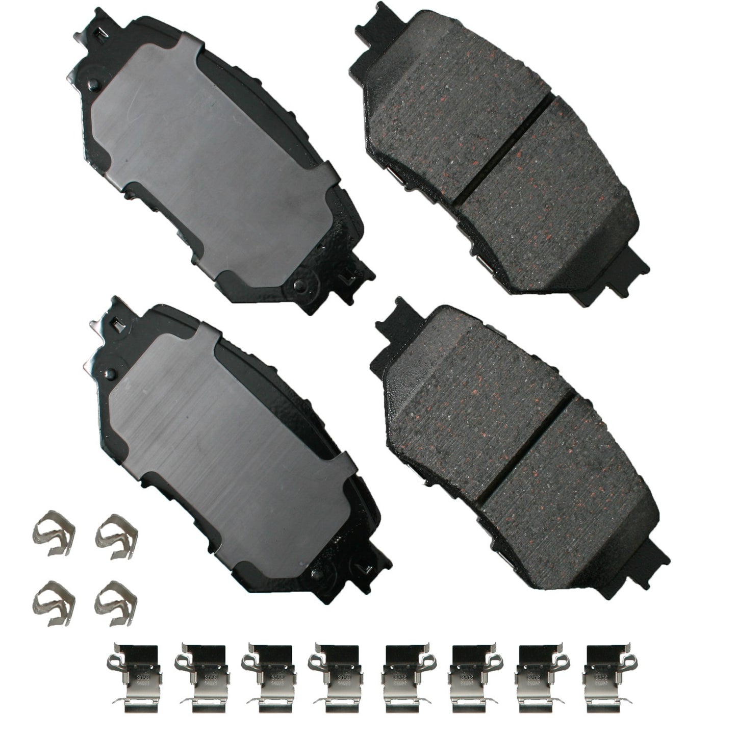 Akebono Brake Corporation Brake Pads - ProAct Ultra-Premium - Front - Hardware Included - Mazda 3 2014-18 - Set of 4