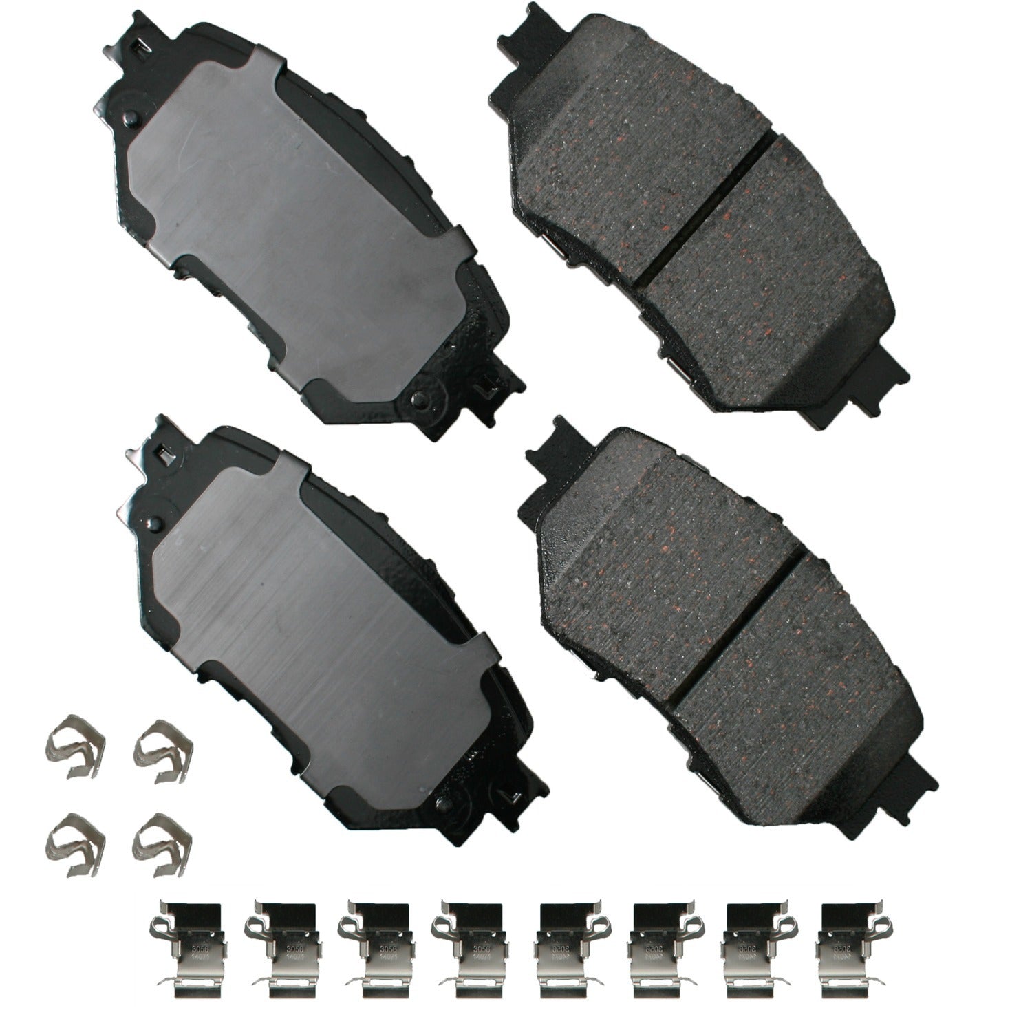 Akebono Brake Corporation Brake Pads - ProAct Ultra-Premium - Front - Hardware Included - Mazda 3 2014-18 - Set of 4