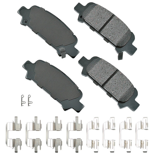 Akebono Brake Corporation Brake Pads - ProAct Ultra-Premium - Rear - 13.8 mm Thick - Subaru 1998-2009 - Set of 4