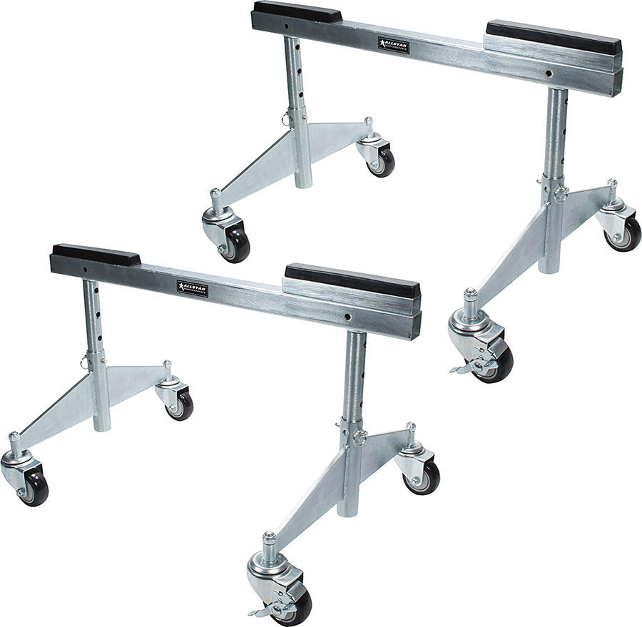 Allstar Performance Chassis Dollies - 30 in Wide - 13-19 in Height Adjustable - Collapsible - Removable 1 in Block