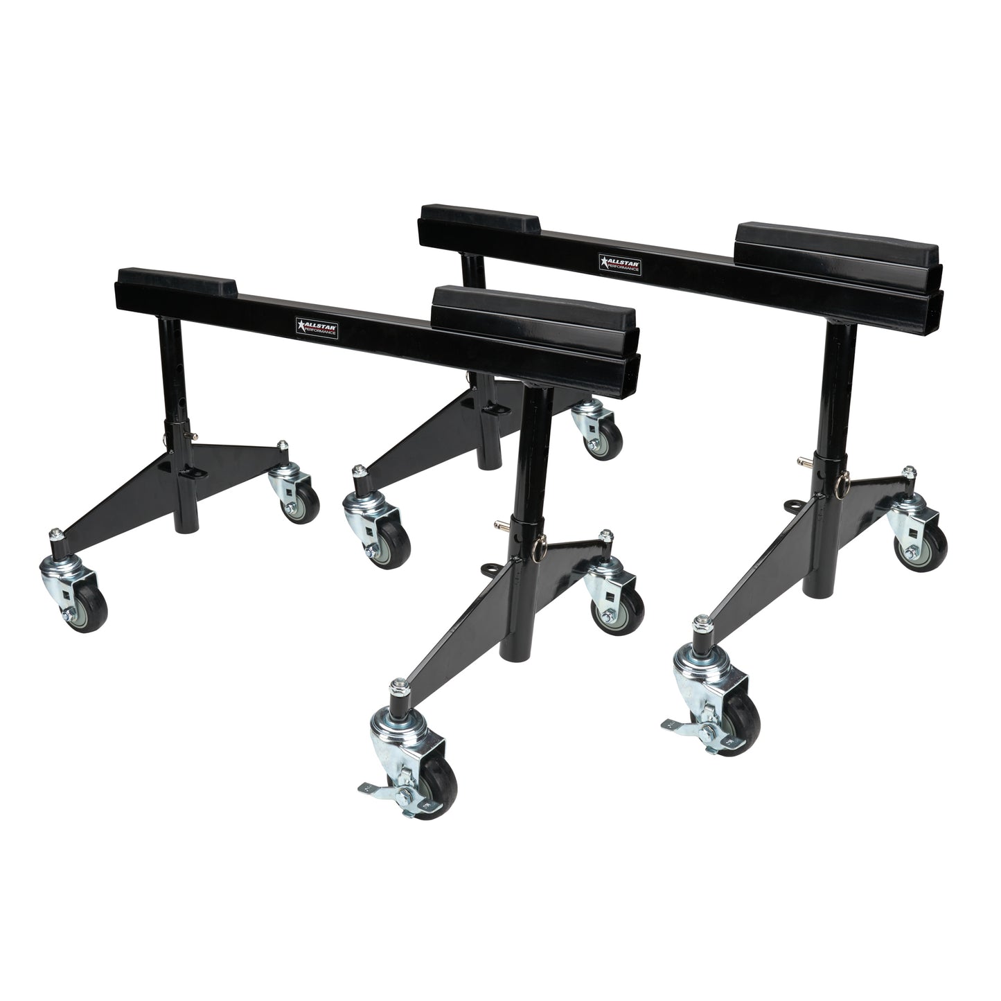 Allstar Performance Chassis Dollies - 30 in Wide - 13-19 in Height Adjustable - Collapsible - Removable 1 in Block