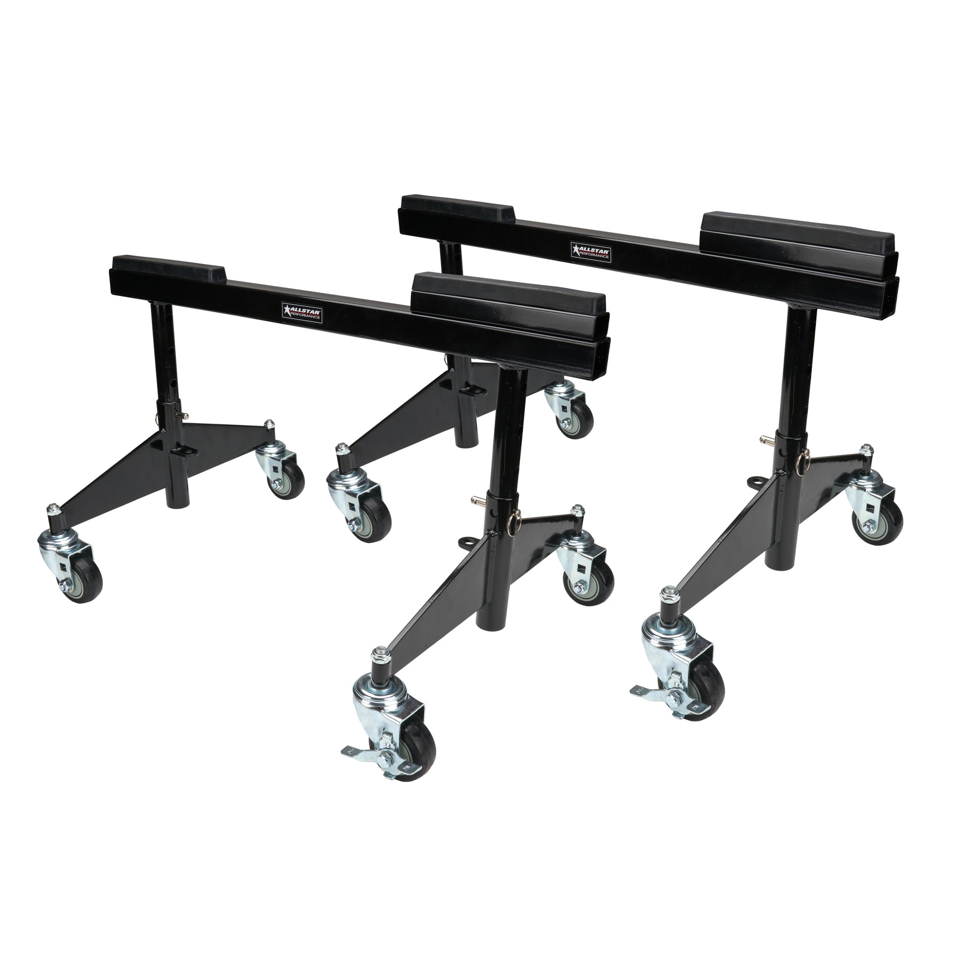 Allstar Performance Chassis Dollies - 30 in Wide - 13-19 in Height Adjustable - Collapsible - Removable 1 in Block