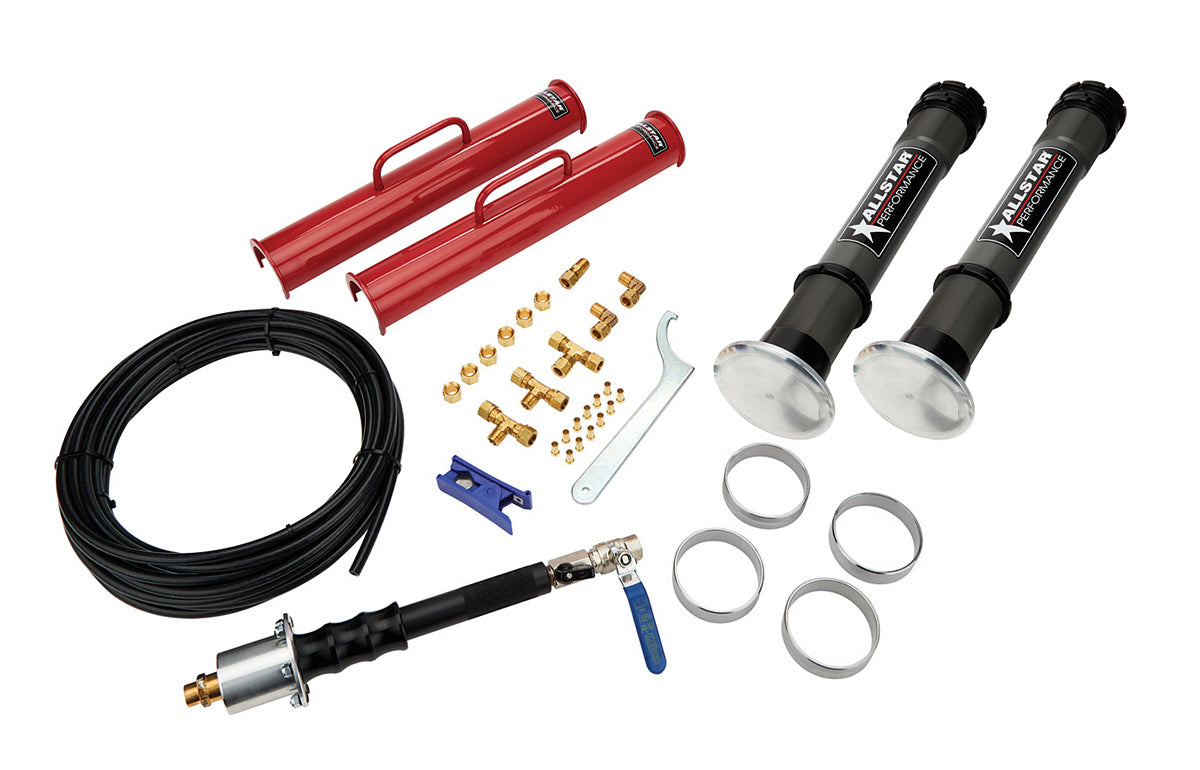 Allstar Performance Air Jack Kit - 15.25 in Lift - 1500 lb Max - Dirt Foot - Aluminum - Black Anodized - Kit