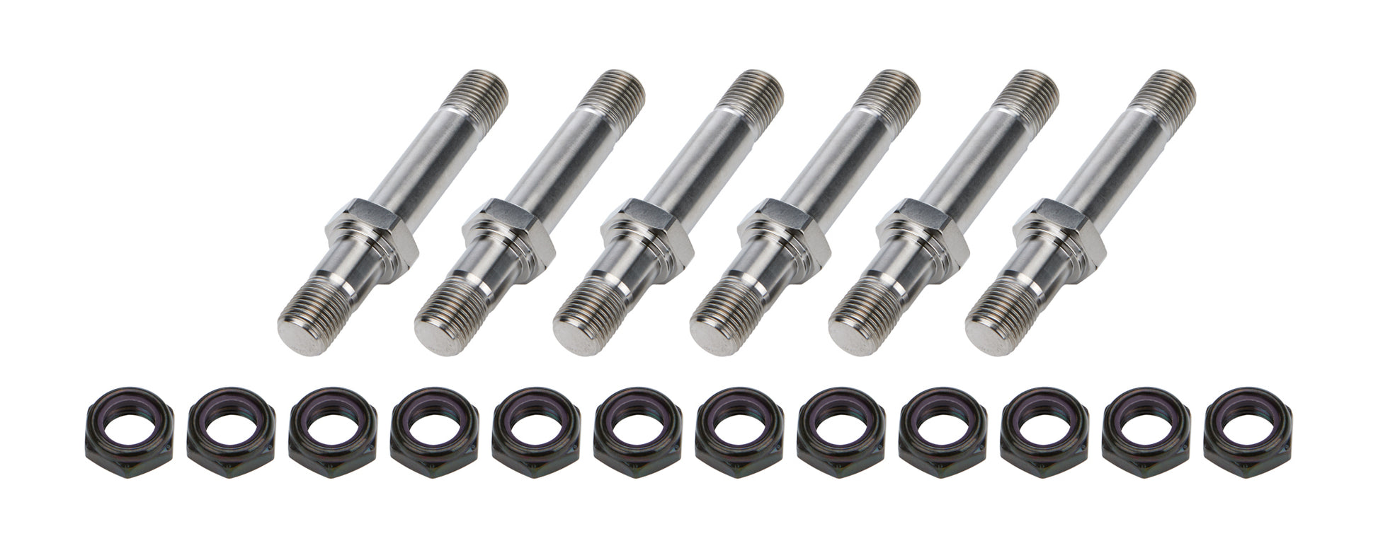Allstar Performance Radius Rod Stud - 1/2-20 in Thread - 3.250 in Long - Hex Nuts - Steel / Titanium - Black Oxide /