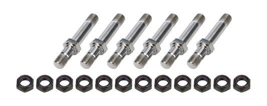 Allstar Performance Radius Rod Stud - 1/2-20 in Thread - 3.250 in Long - Hex Nuts - Steel / Titanium - Black Oxide /