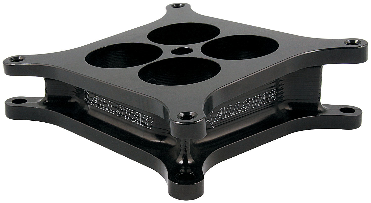 Allstar Performance Carburetor Spacer - Angled - 2 in Thick - 4 Hole - Square Bore - Aluminum - Black Anodized - Each