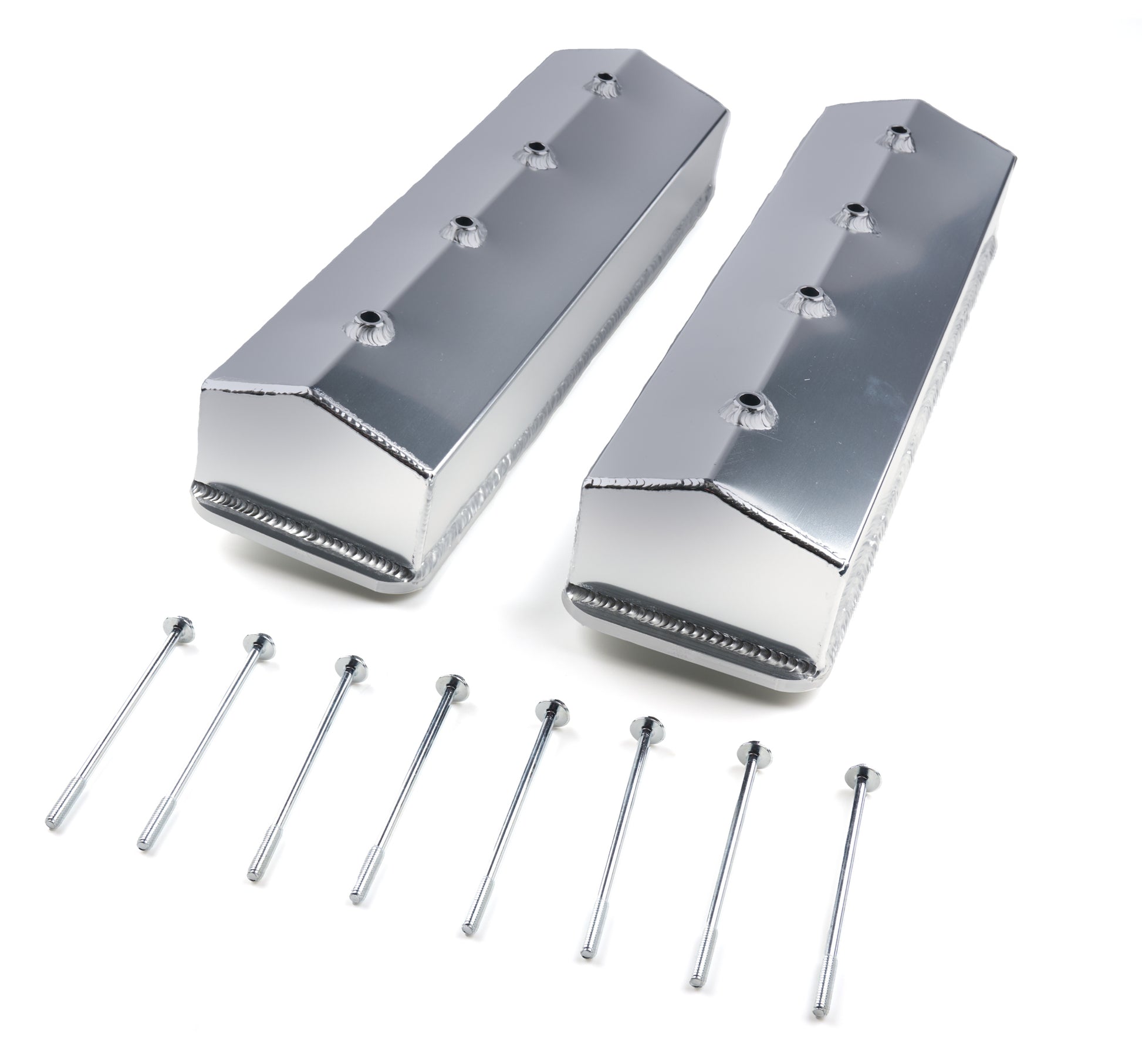 Allstar Performance Valve Cover - Tall - Fabricated Aluminum - Natural - Center Bolt - Small Block Chevy - Pair