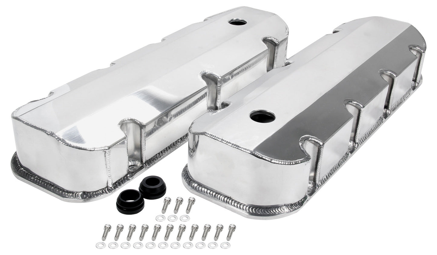 Allstar Performance Valve Cover - Tall - Breather Holes - Fabricated Aluminum - Natural - Big Block Chevy - Pair