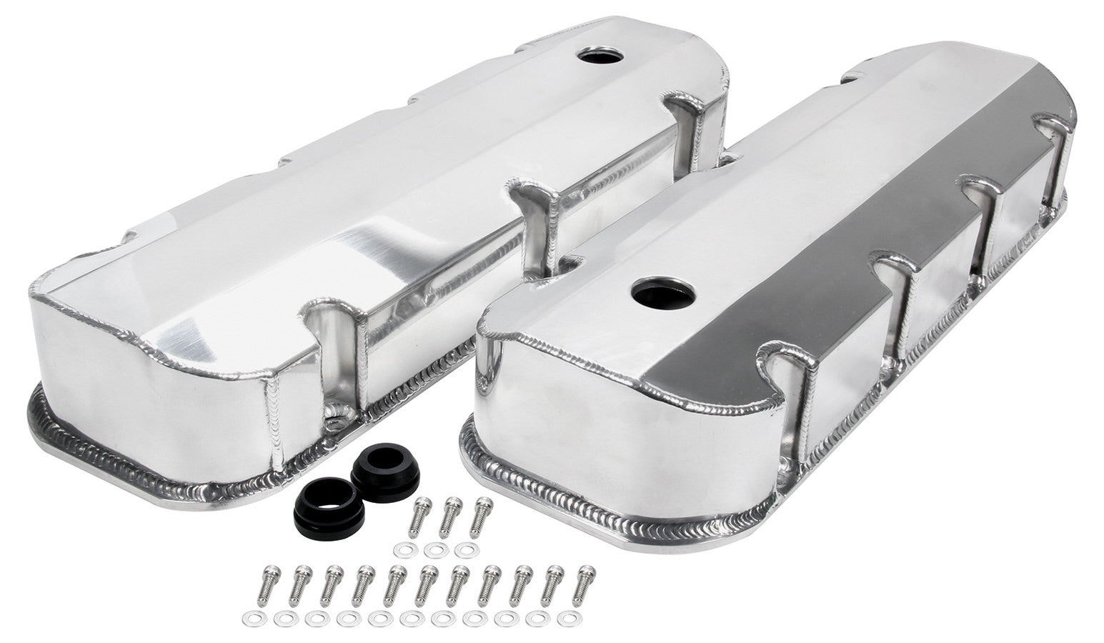Allstar Performance Valve Cover - Tall - Breather Holes - Fabricated Aluminum - Natural - Big Block Chevy - Pair