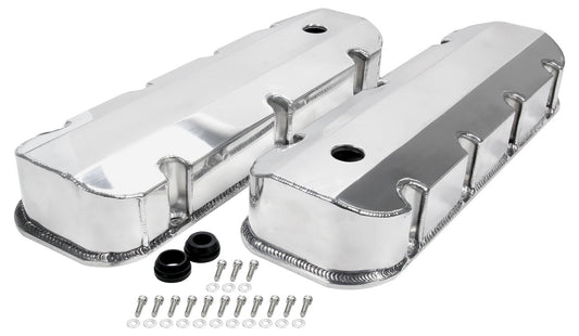 Allstar Performance Valve Cover - Tall - Breather Holes - Fabricated Aluminum - Natural - Big Block Chevy - Pair