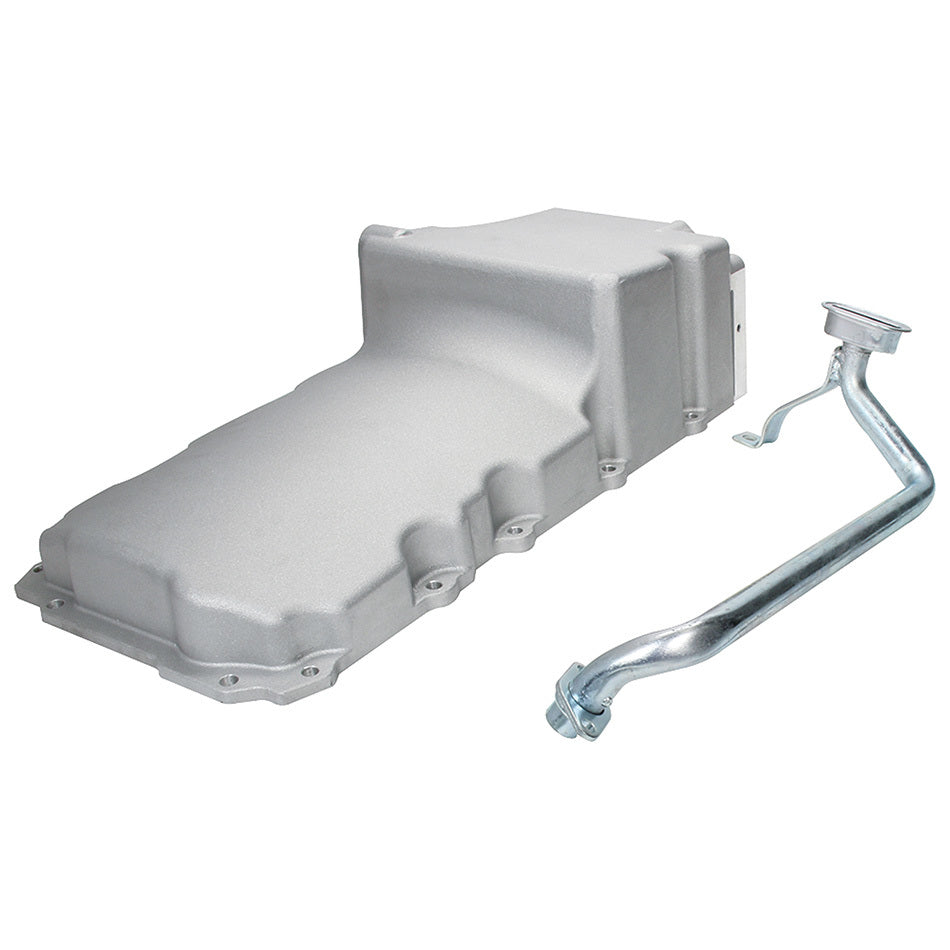 Allstar Performance Engine Oil Pan - Rear Sump - 6 qt - Stock Depth - Aluminum - Natural - GM LS-Series - Kit