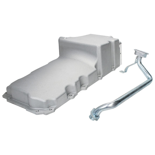 Allstar Performance Engine Oil Pan - Rear Sump - 6 qt - Stock Depth - Aluminum - Natural - GM LS-Series - Kit
