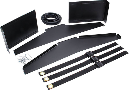 Allstar Performance Radiator Duct - Hood Attachment Straps Included - Aluminum - Black Paint - Template Nose - Kit