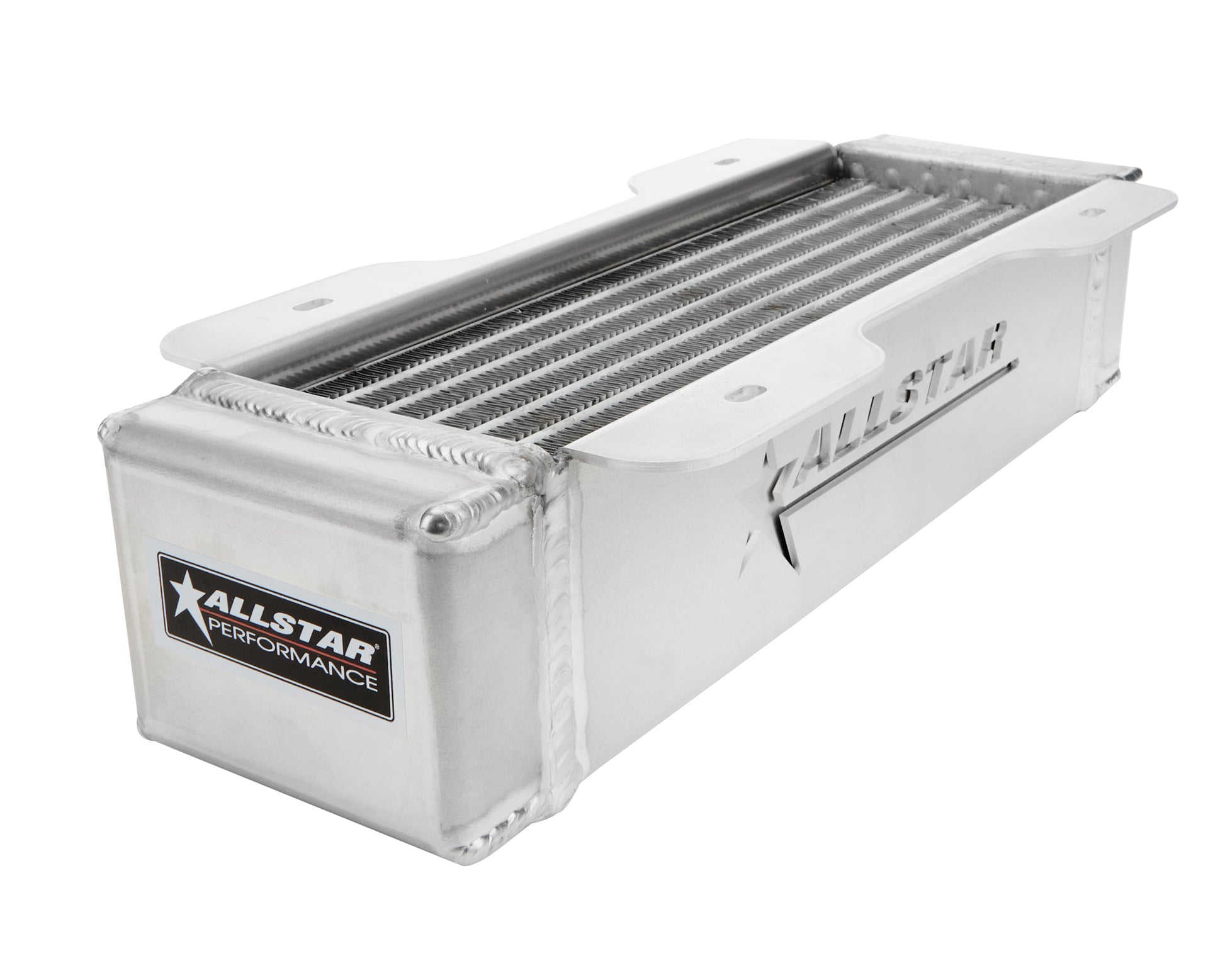 Allstar Performance Fluid Cooler - 4 x 15 x 3.5 in - Plate Type - 10 AN Male Inlet / Outlet - 1/2 in NPT Female Port -
