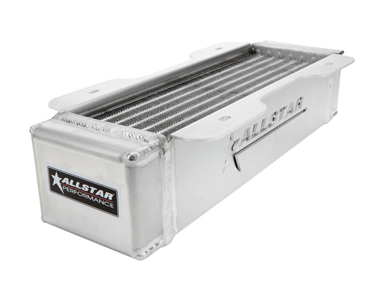 Allstar Performance Fluid Cooler - 4 x 15 x 3.5 in - Plate Type - 10 AN Male Inlet / Outlet - 1/2 in NPT Female Port -