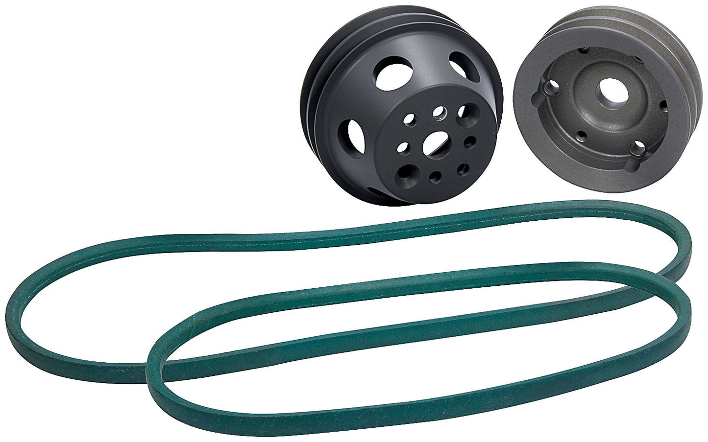 Allstar Performance Pulley Kit - 2 Groove V-Belt - 30 Percent Reduction - Aluminum - Natural - Small Block Chevy - Kit