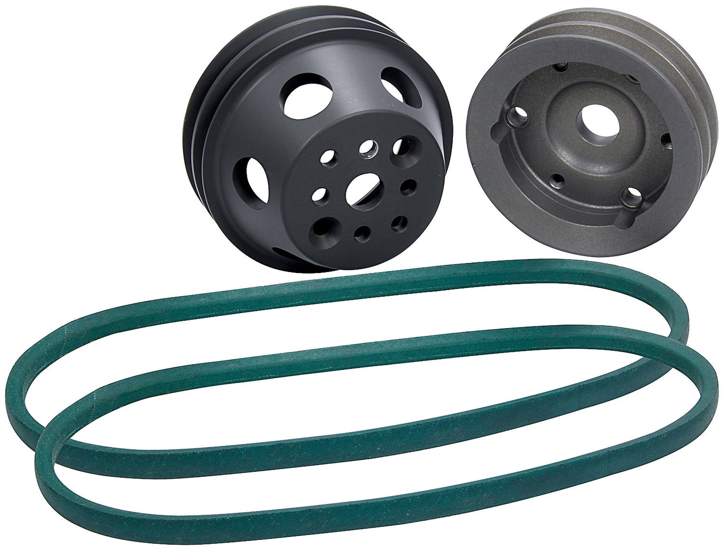 Allstar Performance Pulley Kit - 2 Groove V-Belt - 30 Percent Reduction - Aluminum - Natural - Small Block Chevy - Kit