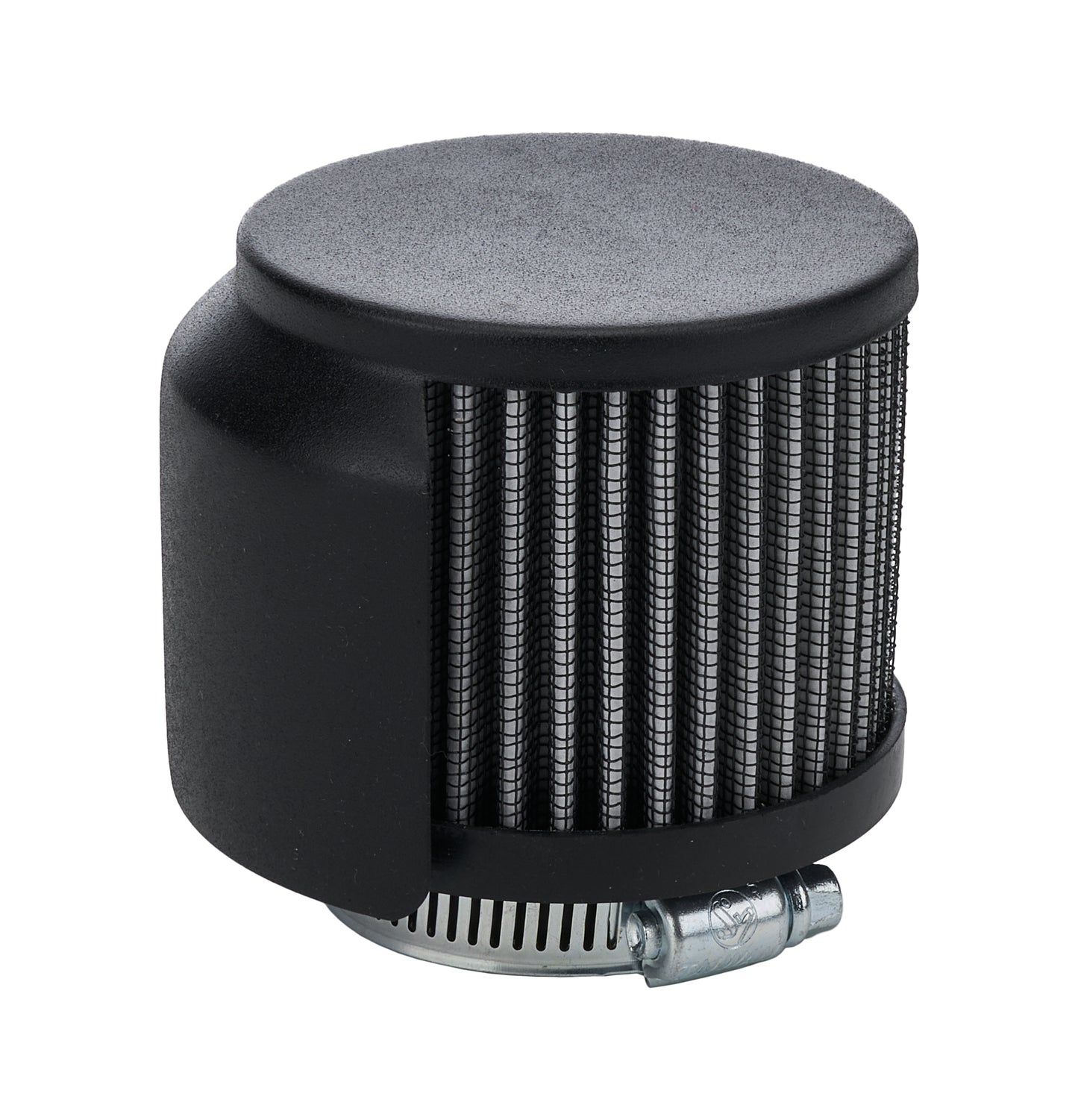 Allstar Performance Breather - Clamp-On - Round - 1-1/2 in OD Tube - Half Shielded - Reusable - Steel - Black Powder