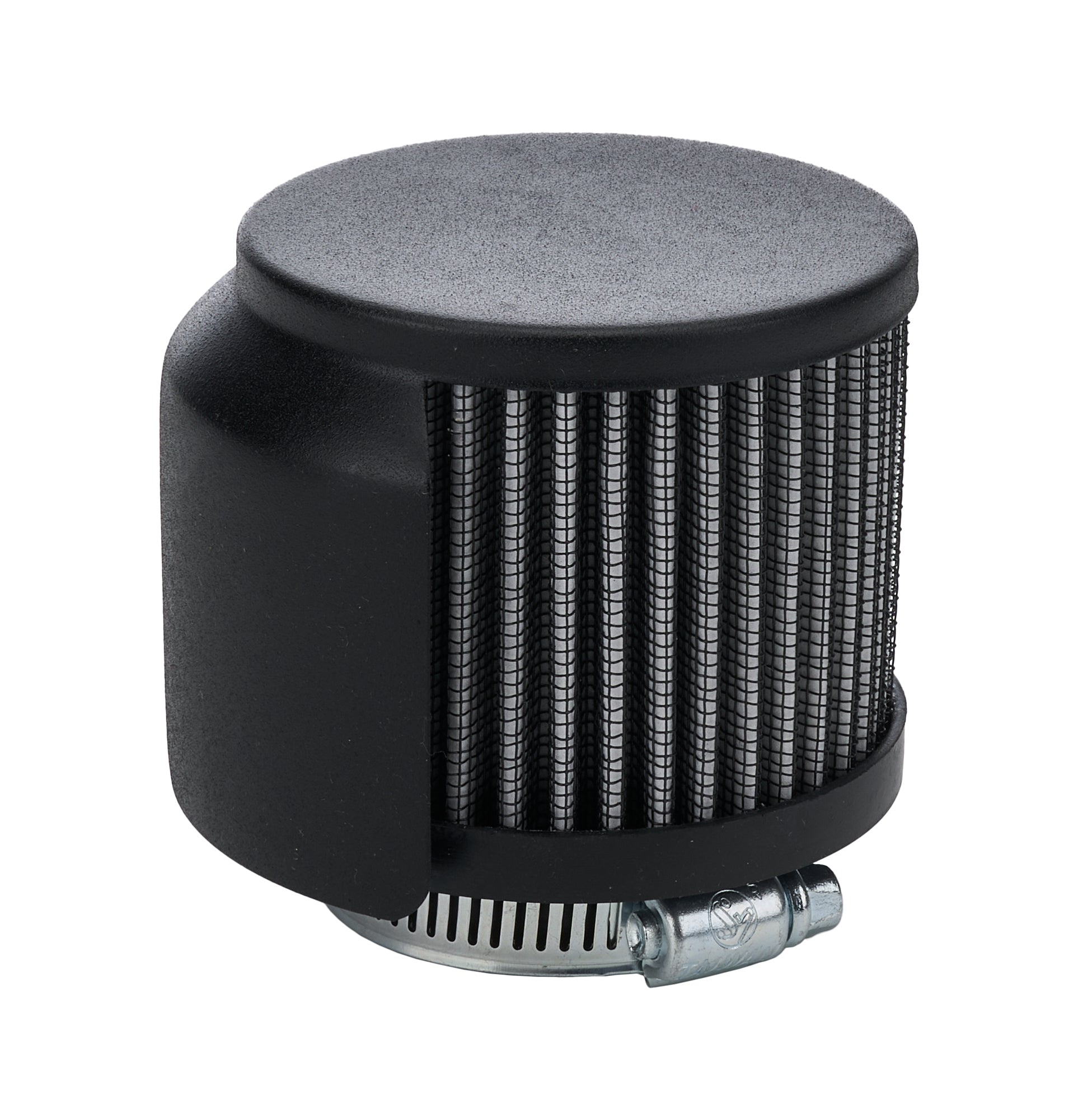Allstar Performance Breather - Clamp-On - Round - 1-1/2 in OD Tube - Half Shielded - Reusable - Steel - Black Powder