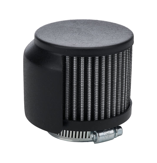 Allstar Performance Breather - Clamp-On - Round - 1-3/8 in OD Tube - Half Shielded - Reusable - Steel - Black Powder