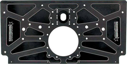 Allstar Performance Motor Plate - Rear - 24.625 x 120.438 x 0.375 in - Aluminum - Black Anodized - Small Block Chevy -