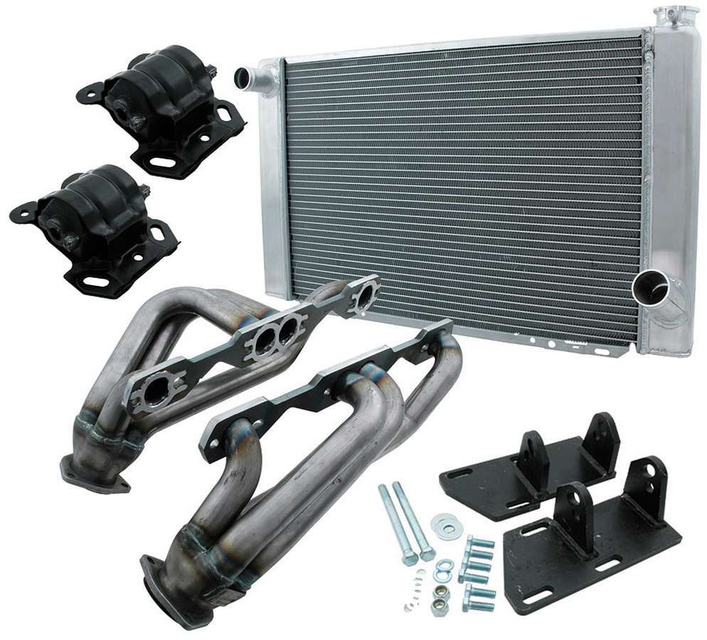 Allstar Performance Engine Conversion Kit - Headers / Mounts / Radiator - Small Block Chevy - GM S-10 2WD 1982-2003 -