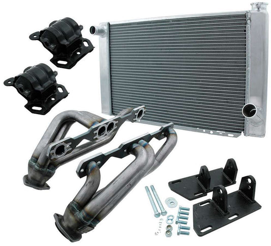Allstar Performance Engine Conversion Kit - Headers / Mounts / Radiator - Small Block Chevy - GM S-10 2WD 1982-2003 -