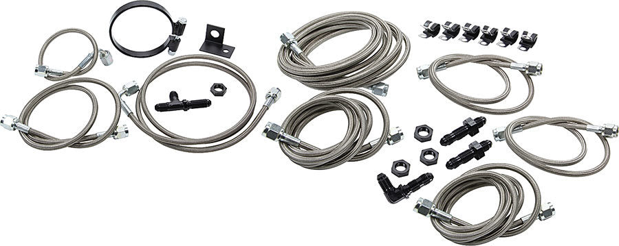 Allstar Performance Brake Line Kit - 3 AN Hose - 4 AN Ends - Fittings / Installation Hardware - Braided Stainless -