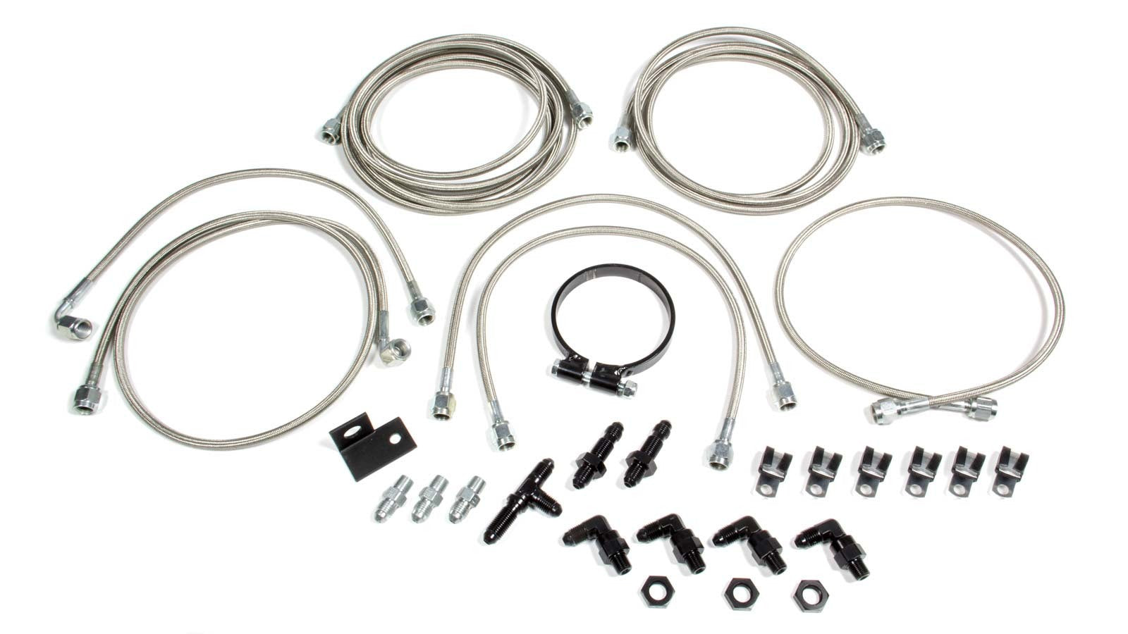 Allstar Performance Brake Line Kit - 3 AN Hose - 4 AN Ends - Fittings / Installation Hardware - Braided Stainless -