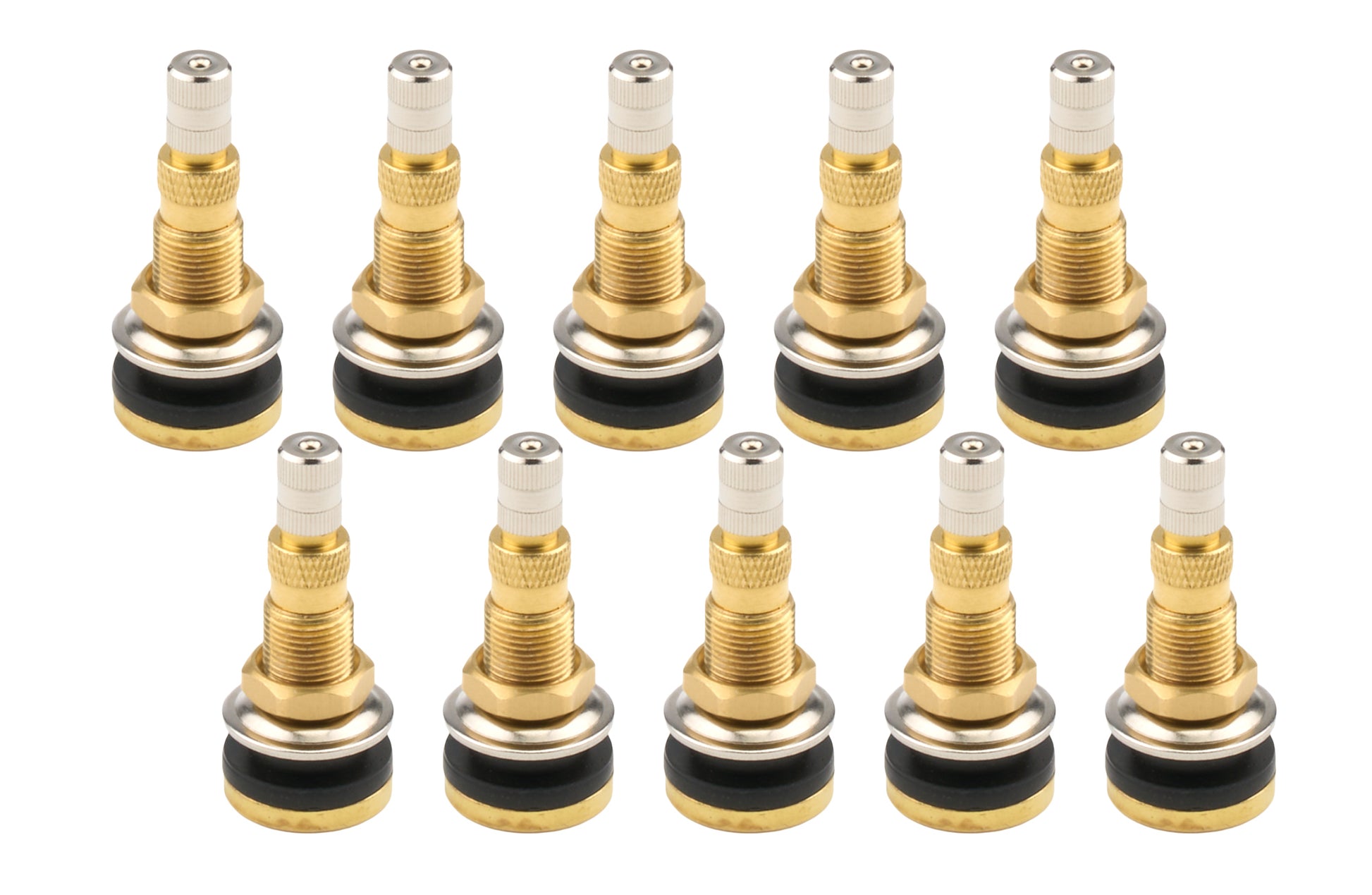 Allstar Performance Valve Stem - Fast-Flow - Bolt On - 5/8 in Rim Hole - Brass - Natural - Set of 10