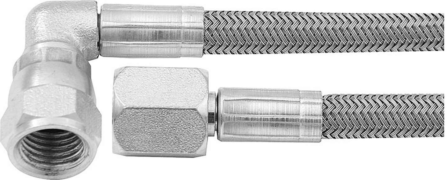 Allstar Performance AN Hose Assembly - 60 in Long - 4 AN Hose - 4 AN Straight Female to 4 AN 90 Degree Female -