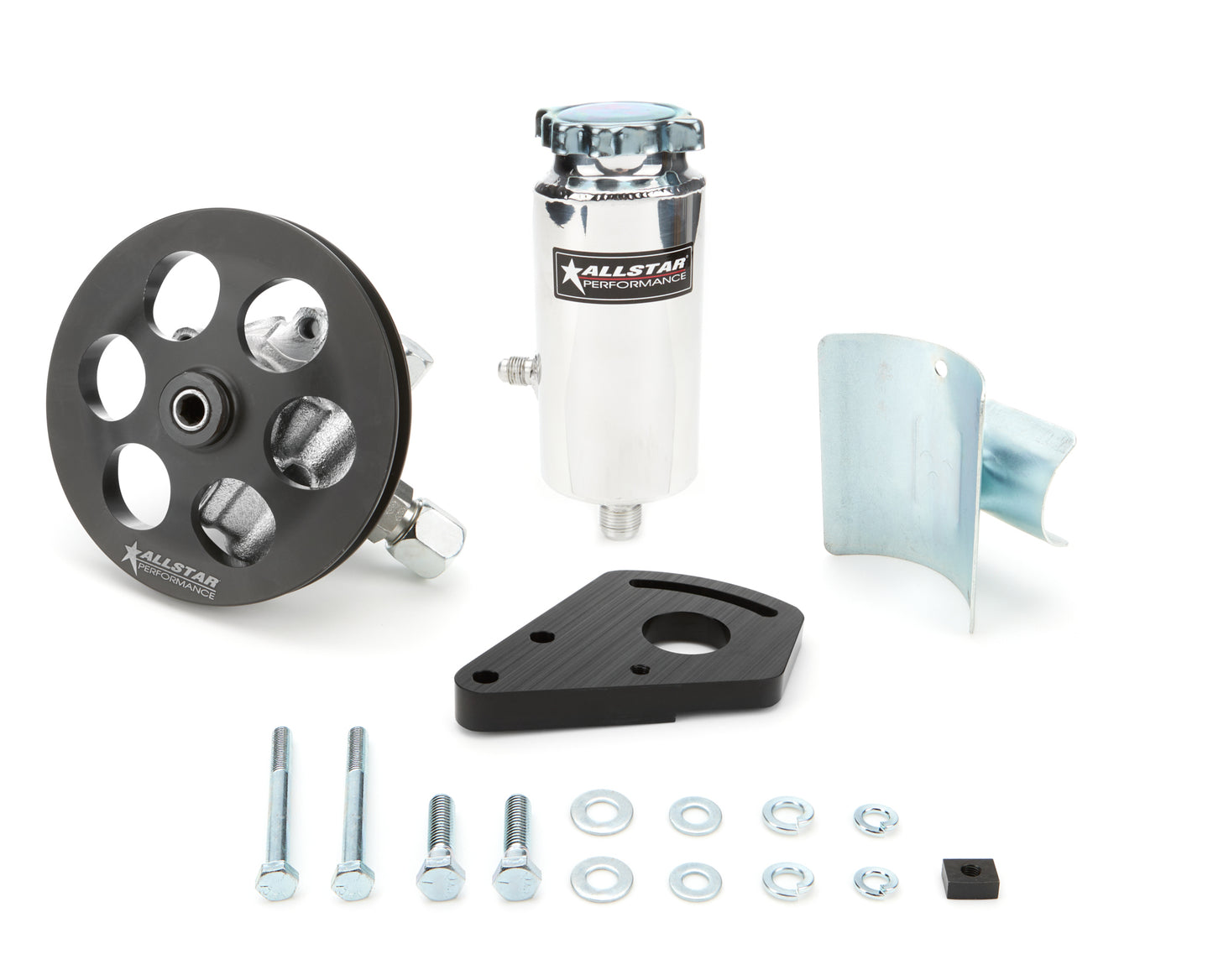 Allstar Performance Power Steering Pump - GM Type 2 - 3 gpm - 1300 psi - Block Mount / Tank / V-Belt Pulley Included -