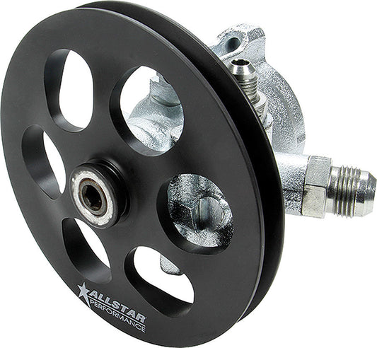 Allstar Performance Power Steering Pump - GM Type 2 - 3 gpm - 1300 psi - V-Belt Pulley - Steel - Zinc - Each