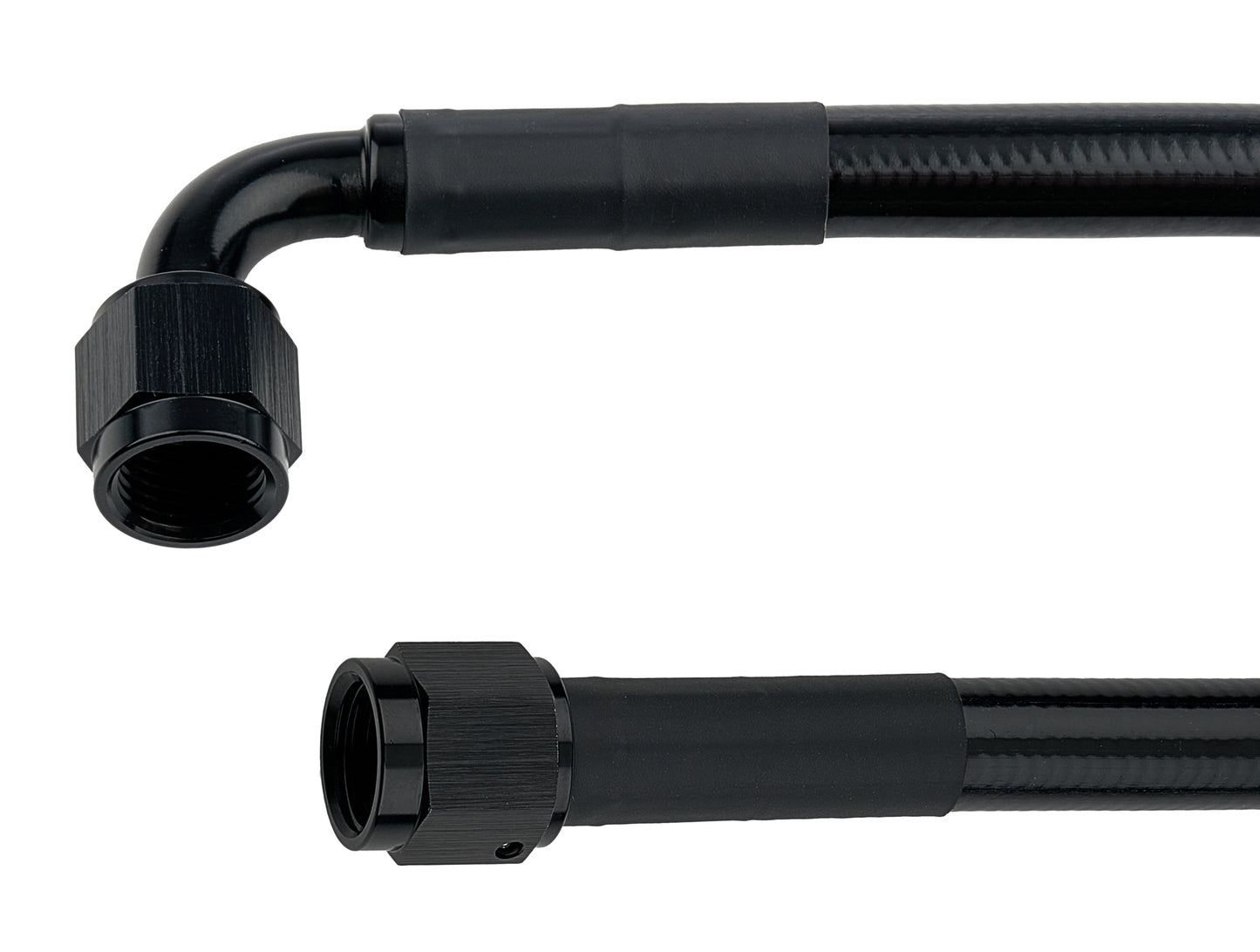 Allstar Performance AN Hose Assembly - 15 in Long - 6 AN Hose - 6 AN Straight to 6 AN 90 Degree Female - Braided