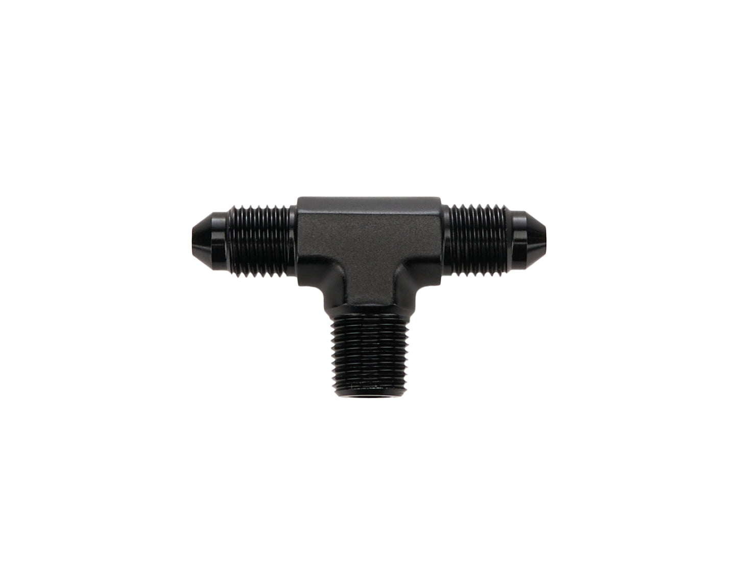 Allstar Performance Fitting - Adapter Tee - 3 AN Male x 3 AN Male x 1/8 in NPT Male - Aluminum - Black Anodized - Each
