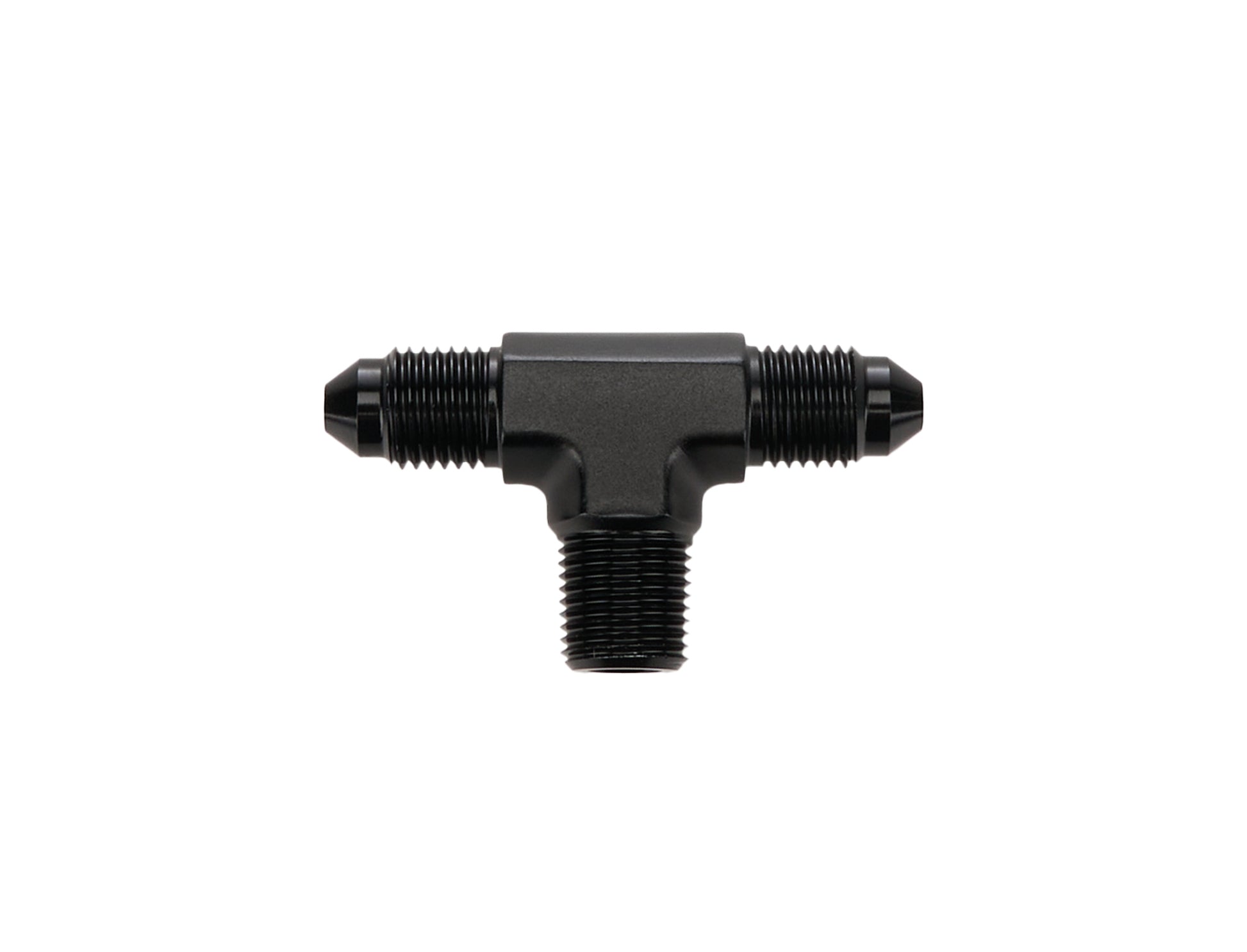 Allstar Performance Fitting - Adapter Tee - 3 AN Male x 3 AN Male x 1/8 in NPT Male - Aluminum - Black Anodized - Each