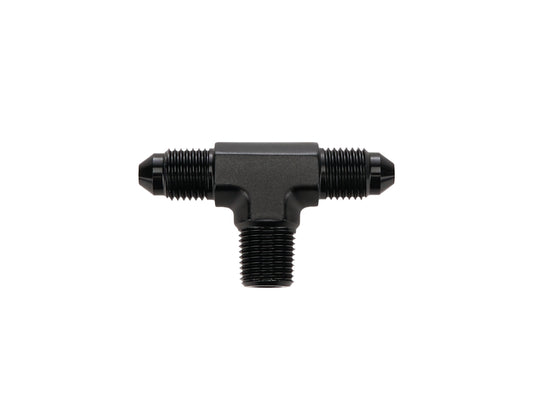 Allstar Performance Fitting - Adapter Tee - 3 AN Male x 3 AN Male x 1/8 in NPT Male - Aluminum - Black Anodized - Each