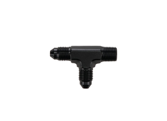Allstar Performance Fitting - Adapter tee - 1/8 in NPT Male x 3 AN Male x 3 AN Male - Aluminum - Black Anodized - Each