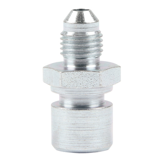 Allstar Performance Brake Line Adapter - Clip-In - 3/8-24 in Inverted Flare Female to 4 AN Male - Steel - Zinc Oxide -