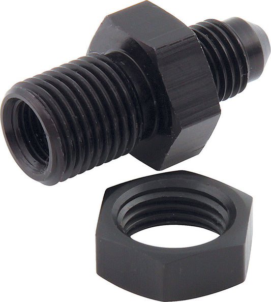 Allstar Performance Brake Line Adapter - Bulkhead - 4 AN Male to 3/8-24 in Inverted Flare Male - Aluminum - Black